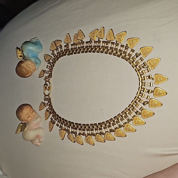 Egyptian Revival Gold Brushed choker - Picture 1 of 5